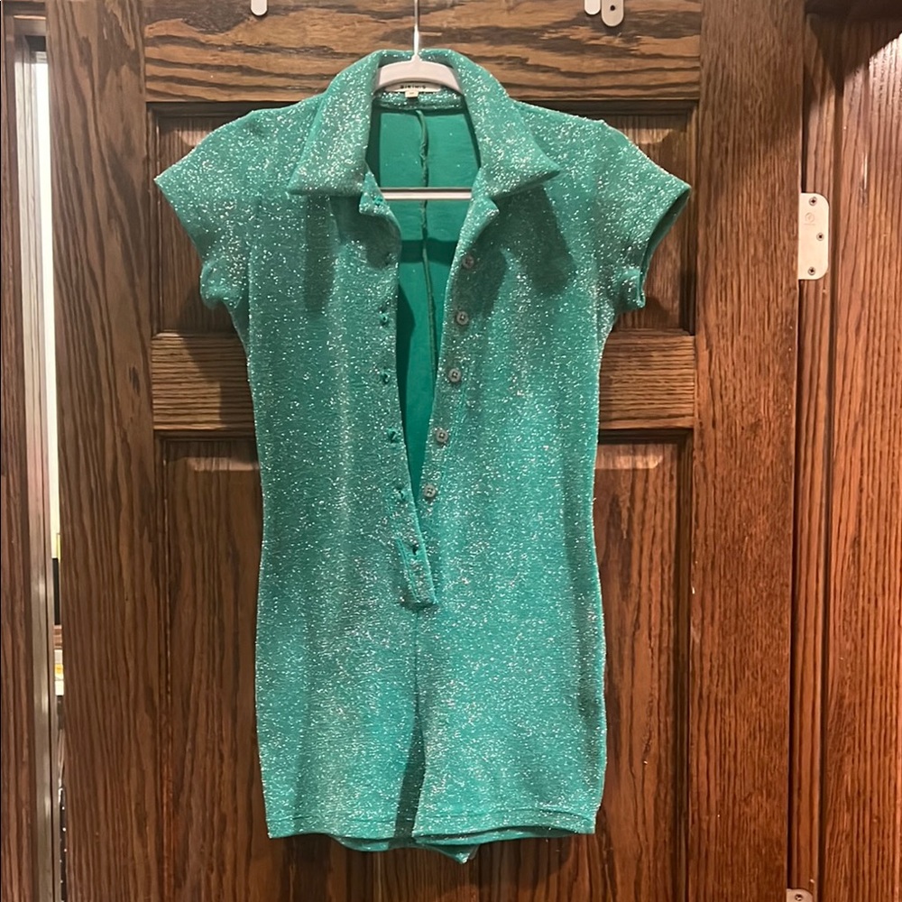 Sparkling Green Button-Up Dress